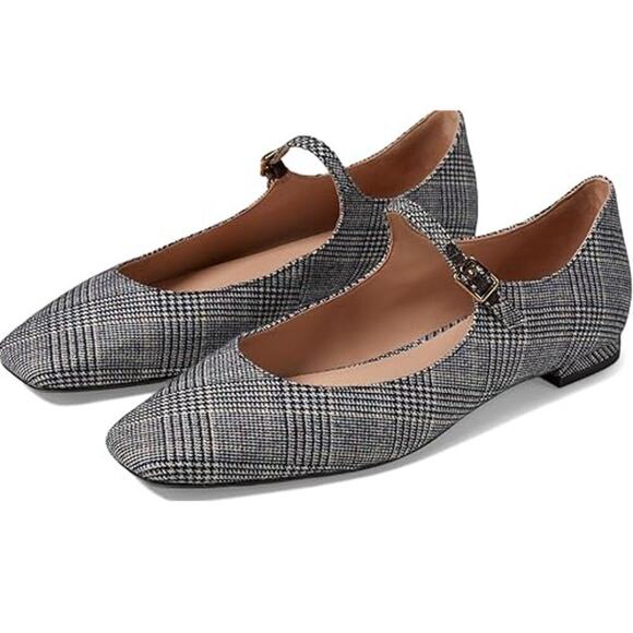 NIB Cole Haan Women's Multi Plaid Textle Bridge Mary Jane Ballet Size 6B - Picture 3 of 10